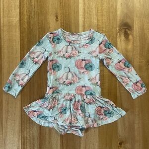 Posh Peanut Floral Pumpkin Twirl Dress - Mint and Pink, 12-18m